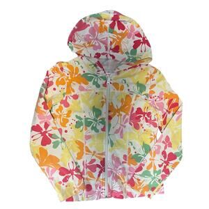 Hanna Andersson girls butterfly yoga hooded zip jacket multicolored floral 10